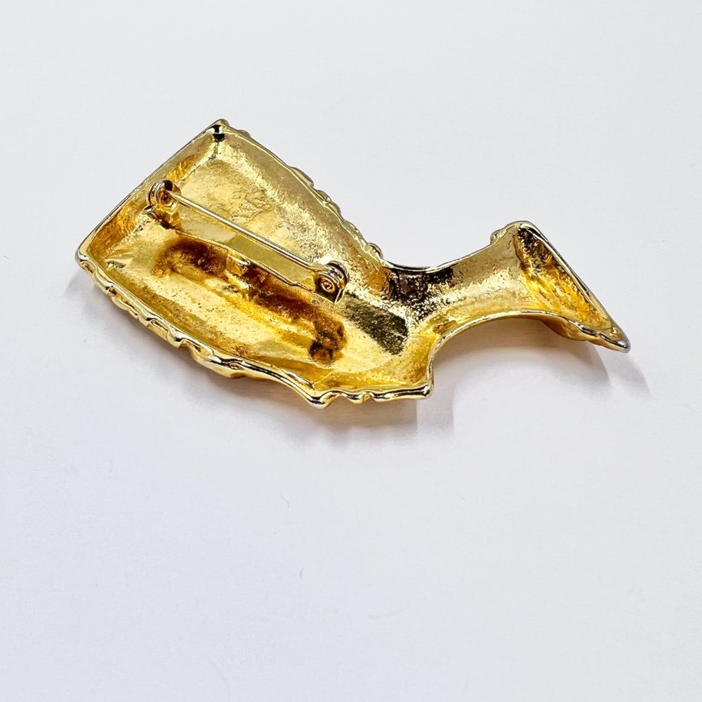 Beautiful Nefertiti Bust Bright Gold Tone Brooch Pin - Picture 3 of 7